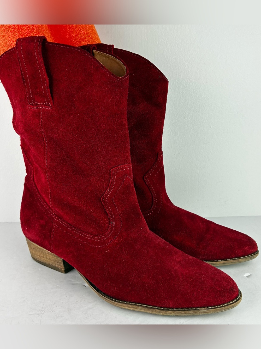MIA Red Suede Western Leather Boots